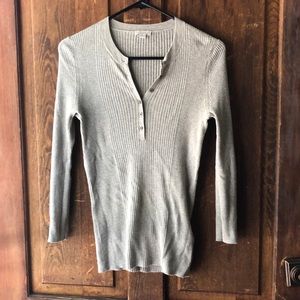 V neck half button up sweater